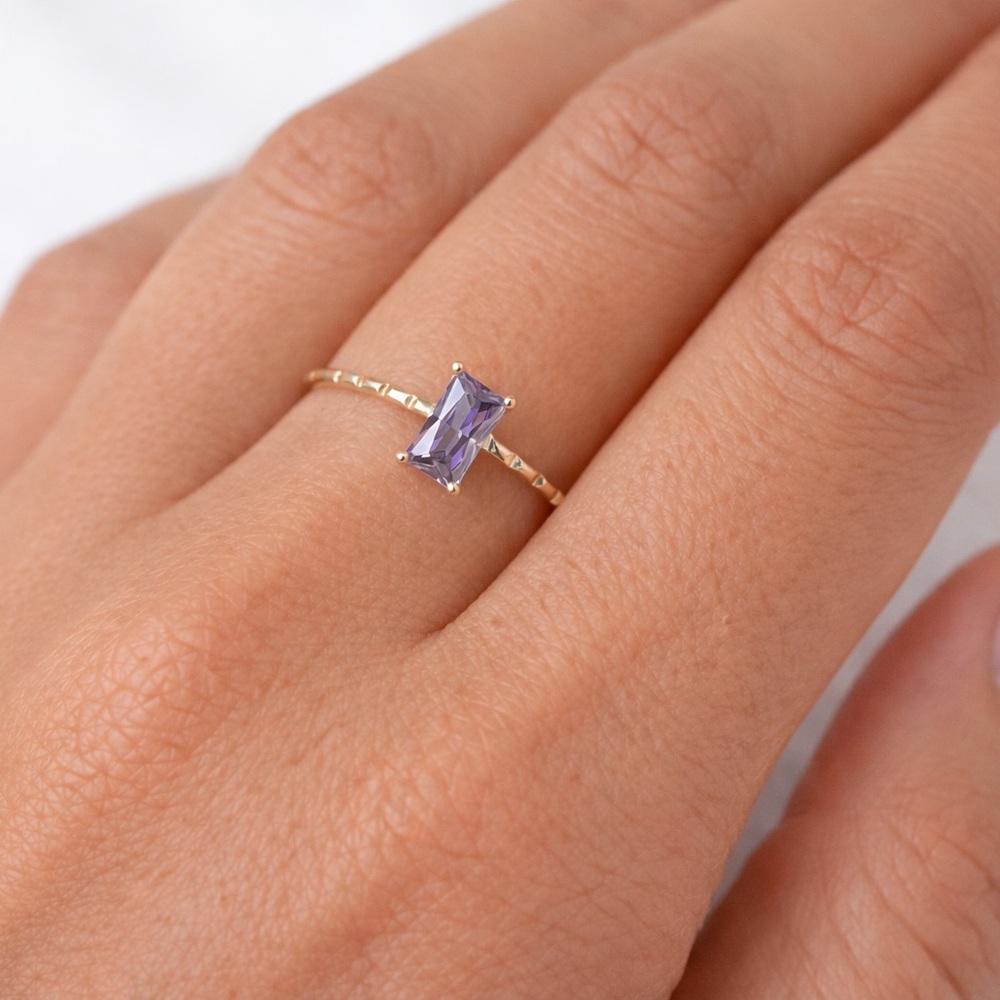 925 Silver Purple Amethyst Dainty Ring - Picture 7 of 7